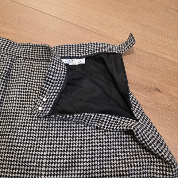 VTG Evan-Picone Saks Fifth Avenue Houndstooth Wool Pencil Skirt Black White 8P - Picture 7 of 11